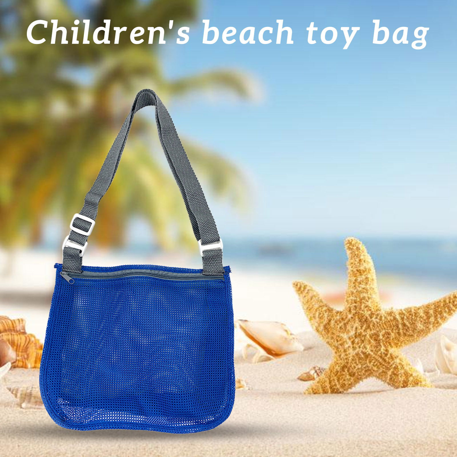 Children's Meshs Beach Breathable Sea Shell Bags Adjustable  Carrying Straps Mesh Bag Toy Storage Bag