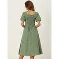 thumbnail image 3 of DARING DIVA Smocked Back Puff Short Sleeve Midi Dress XS Green, 3 of 6