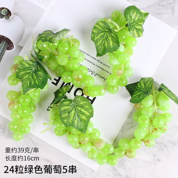 suxuMhao Artificial Grapes,5 Packs 6.3 IN Simulation Fruit,24-Grapes Bunch Fake Fruits,Faux Fruit for Home Decor,Artificial Fruits & Vegetables Decor Fruit for Holiday & Retail Display, Green