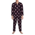 thumbnail image 3 of Salouo Poodle Dog Print Button-Front Long Sleeve Pajama Set for Men, Soft 2Pjs Men's Long Sleeve Sleepwear-Small, 3 of 7