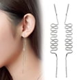 thumbnail image 2 of 1 Pair Women Girls Threader Dangle earrings Threader drop Earrings Wedding Jewelry Chain Bar Threader Drop Earrings, 2 of 9