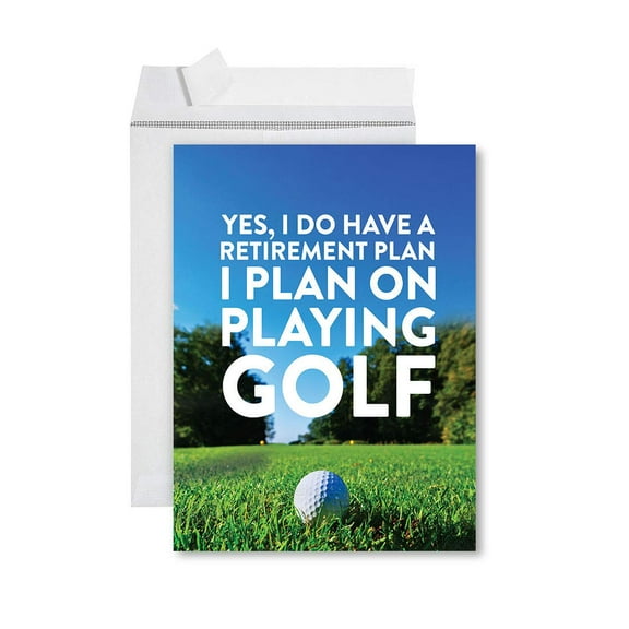 Koyal Wholesale Funny Jumbo Retirement Card With Envelope , Greeting Card, Yes, Retirement Plan On Playing Golf