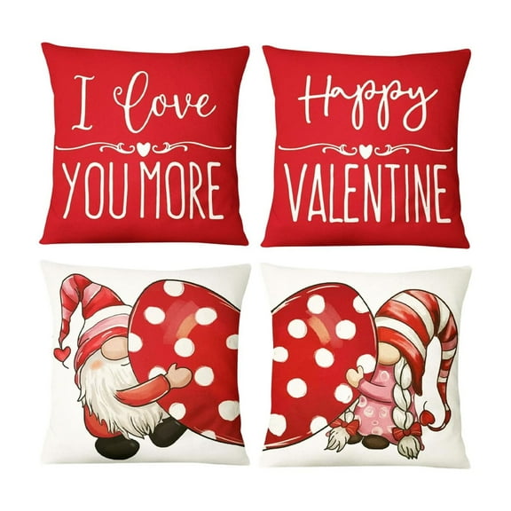 YIKA Valentine's Day Decor Party Supplies 4PC Valentine's Day For Girlfriend Pillow Cushion Home Printing Pillow Set Sofa Bedside Cushion Valentines Day Gifts