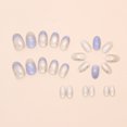 thumbnail image 4 of 24pcs Romantic Y2k Star Press On Nails Gradient Blue French Style Gold Moon Designs Fake Nail Sweet Almond False Nails For Women, 4 of 5