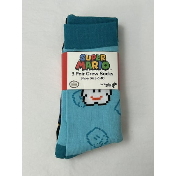 Super Mario Bros. 3 Pair Crew Socks (Shoe Size 6-10) - Clouds and Lakitus