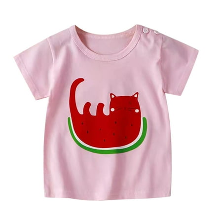 

Fsqjgq Large Olive Children Kids Toddler Baby Boys Girls Cute Cartoon Animals Short Sleeve Blouse Top T Shirt Outfits Clothes 2T Boys Clothes Fall Outfits Cotton Pink 120