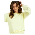 thumbnail image 3 of INC Womens Yellow Embellished Rhinestone Crewneck Long Sleeve Cropped Sweatshirt XL, 3 of 4