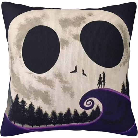 Christmas Skellington Throw Pillow Cover 18"X18" Double Side Design Bolster Pillowcase, Decorative Cushion Pillow Case for Car Sofa Bedroom Decor Kid Girls Boys