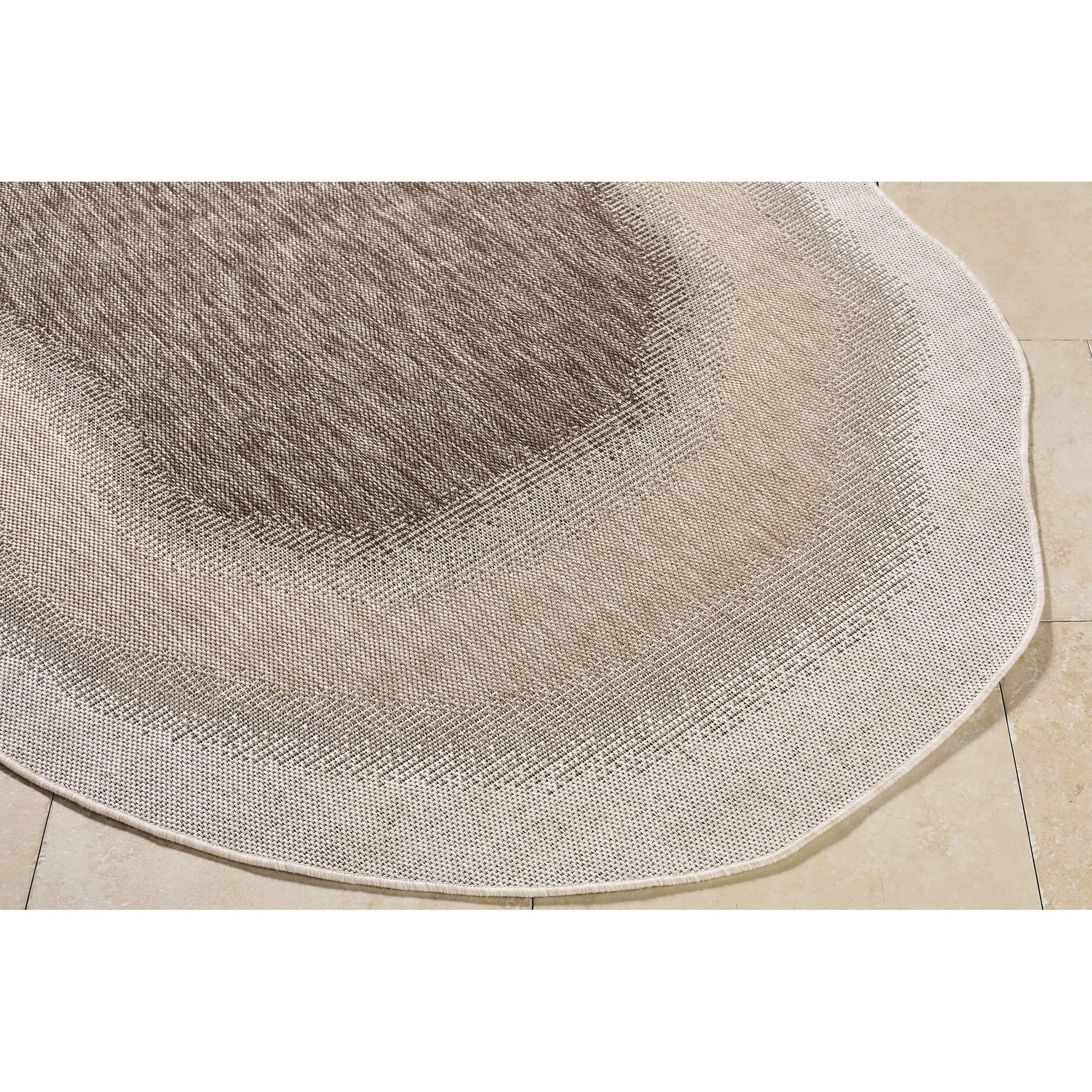 Livabliss Miami Beach Border Outdoor Area Rug, 9'2" x 12', Brown/Cream