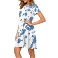 thumbnail image 1 of Mode Femmes Casual Manches Courtes O-Cou Impression Dames en Vrac Mini Robe, 1 of 5