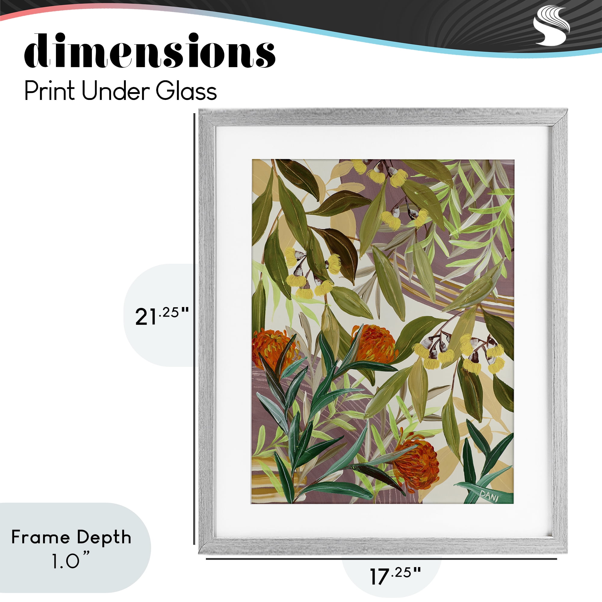 Stupell Industries Walk With Me Blooms Gray Framed Print Under Glass, design by Dani Heyward