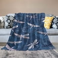 thumbnail image 2 of BCIIG Throw Blankets for Sofa Couch  Fluffy Cozy Flannel Travel Blanket, Summer Desk Blanket for Work Chair, Lap Blanket &amp; Pet Blanket, Home Decor - Blue Dragonfly 60x80in, 2 of 6