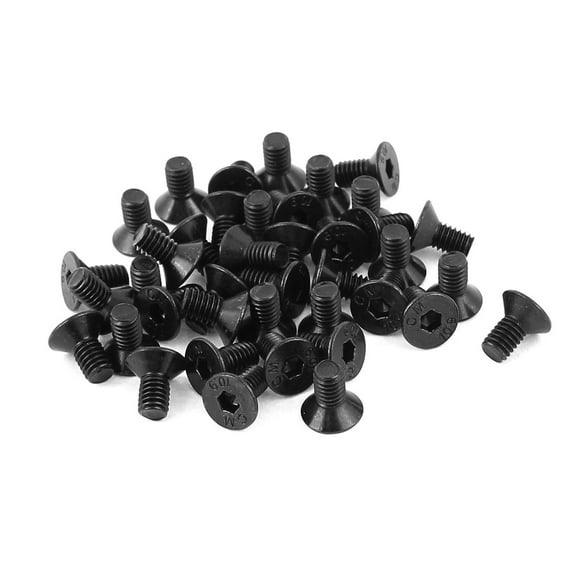 50Pcs Black M4 x 8mm Alloy Steel Hex Socket Flat Head Countersunk Screws Bolts