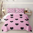 thumbnail image 2 of Erosebridal Heart shape Twin Quilt Set for Girls, Simple silhouette Print Twin Coverlet Set, Pink Black, 2-Piece, 2 of 7