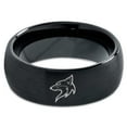thumbnail image 2 of Tungsten Coyote Canis Canidae Watching Band Ring 8mm Men Women Comfort Fit Black Dome Brushed Polished, 2 of 4