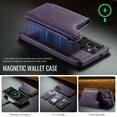 thumbnail image 5 of For Samsung Galaxy S25 Ultra PU Leather Wallet Phone Case,Compatible with Mag-Safe,Magnetic Detachable Card Holder,Back Flip Kickstand,2-in-1 Heavy Duty Shockproof RFID Blocking Phone Case,Purple, 5 of 10