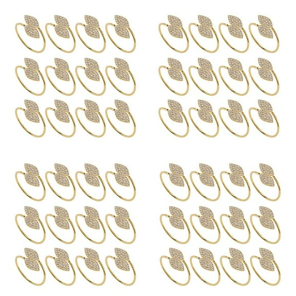 Napkin Ring, 48 Pcs Metal Napkin Rings Holder for Wedding Dinner Table Decoration (Leaf-Gold)