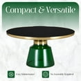 thumbnail image 3 of LeisureMod 30" Round Coffee Table with Glass Top and Brushed Gold Iron Rim Tempered Glass Pedestal Base No Assembly for Modern Home, Living Room Tully Collection in Green/Black, 3 of 18