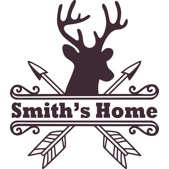 Surname Family Name Deer Antler Home Customized Wall Decal - Custom Vinyl Wall Art - Personalized Name - Baby Girls Boys Kids Bedroom Wall Decal Room Decor Wall Stickers Decoration Size (20x12 inch)