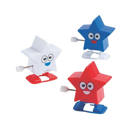 Patriotic Star Wind-Up Characters - Party Favors - 12 Pieces