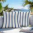 thumbnail image 5 of Navy Blue White Stripes Outdoor Pillow Covers Set of 2 Minimalist Abstract Vertical Striped Waterproof Throw Pillow Case Decorative Square Cushion Cover for Patio Couch Garden Balcony, 26"x26", 5 of 9