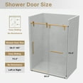 thumbnail image 6 of ALAULM Shower Door 56-60" W × 75" H Frameless Glass Shower Door, 5/16" (8mm) Clear Tempered Glass, Slidable Shower Door with Stainless Steel Handle, Gold, 6 of 7