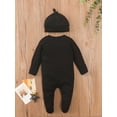 thumbnail image 4 of Gureui Infant Baby Boys Girls 2Pcs Outfits,Solid Color Round Collar Long Sleeve Footie and Cap Set, 4 of 9
