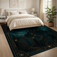 thumbnail image 3 of ODIKA 8'x10' Ultra-Soft Area Rug, Midnight Blue Gold Gothic Castle Art Enchanted Night Scene with Bats and Moon Washable, Bare feet friendly, Silk-Touch for Bedroom, Under Sectional, 3 of 7