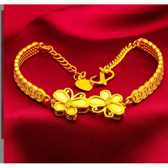 Butterfly flower 22K 23K 24K Thai Baht Gold Filled Yellow GP Necklace Set