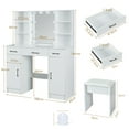 thumbnail image 4 of JBLCC Vanity Set with 10 Light Bulbs, Makeup Table with Cushioned Stool, 6 Storage Shelves 3 Drawers, Dressing Table Dresser Desk for Women, Girls, Bedroom, White, 4 of 10