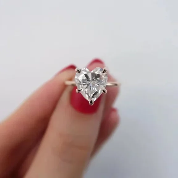 2Ct Heart Cut Simulated Diamond 14K Rose Gold Plated 925 Silver Solitaire Women's Engagement Ring