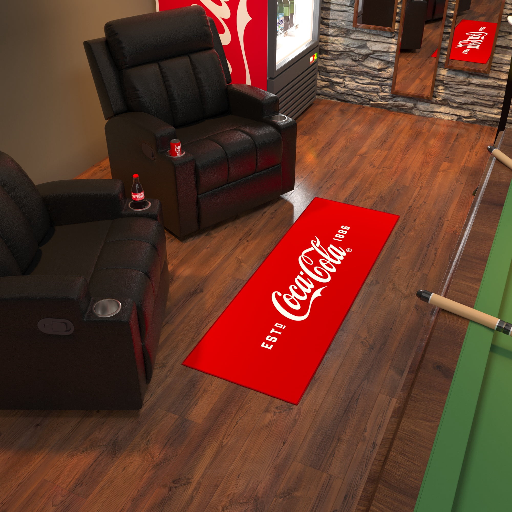 Ottomanson Coca-Cola Logo Machine Washable Non-Slip Rubberback 2x5 Runner Rug, 20"x 59", Red