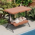 thumbnail image 3 of LAZZO 3-Seat Outdoor Porch Swing, Reclining Lounge Bed Convertible, Adjustable Canopy & Removable Cushions, Brown, 3 of 10