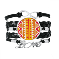 thumbnail image 1 of Orange Line Mexico Totems Ancient Civilization Bracelet Love Accessory Twisted Leather Knitting Rope Wristband, 1 of 3
