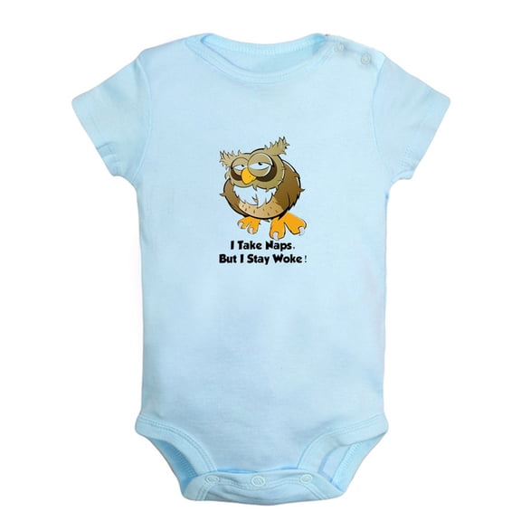 Baby Unisex I Take Nap But I Stay Woke Funny Rompers Newborn Baby Bodysuits Infant Jumpsuits Kids Cotton Animal Owl Graphic One-Piece Outfits