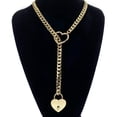 thumbnail image 2 of SKQIT Heart O-ring Slip Chain Necklace for Women Punk Rock Stainless Steel Cuban Long Handmade Necklace Y-NecklaceJewelry Gifts Adjustable Lariat Y-Necklace Heart Locker, 2 of 14