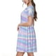 thumbnail image 2 of Fotbe Striped Gradient Vestido Largo de Moda para Mujer, Vestido Tipo Camiseta con Manga Corta y Estilo Casual a Rayas y Bloques de Color, 2 of 6
