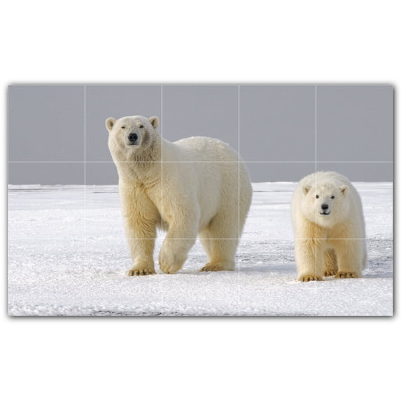 Picture-Tiles.com: Bear Ceramic Tile Wall Mural WAL500111-53L. 40"W x 24"H using (15) 8" x 8" Ceramic Tiles-Satin Finish