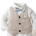 thumbnail image 4 of Karoyedx Toddler Suit for Boys Baby Boys Formal Wedding Outfits Toddler Gentleman Bowtie Vest Guest Suits Dress Shirt Pants Set Khaki Size,12-18 Months, 4 of 4
