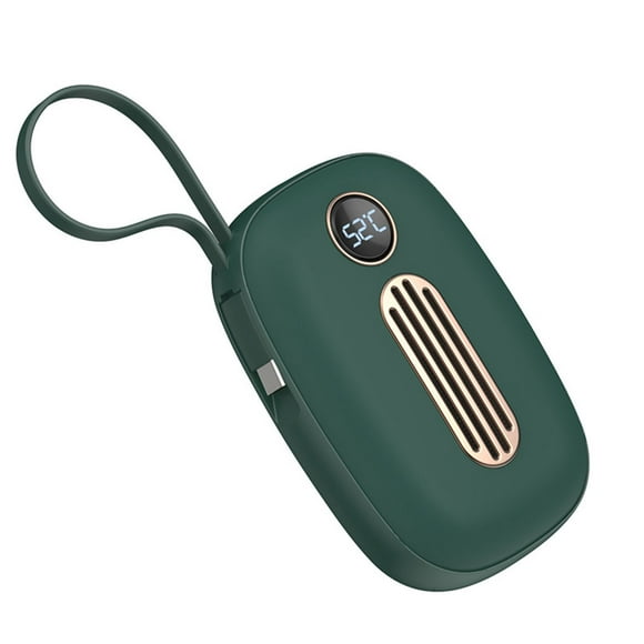 Seitruly Calentador de manos de bolsillo de 10000 mAh, Mini USB 2 en 1, dispositivo de calefacción con cuerda, 3 engranajes, banco de energía Baterías de general Verde