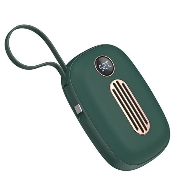 Matsuzay Calentador de manos de bolsillo de 10000 mAh, Mini USB 2 en 1, dispositivo de calefacción con cuerda, 3 engranajes, banco de energía Baterías de general Verde