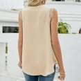 thumbnail image 5 of Summer Savings Clearance 2024! TAGOLD Womens Summer Tops,Women Casual Solid Lace Sleeveless Vest Splicing V-Neck T-Shirts Tops Beige 8, 5 of 6