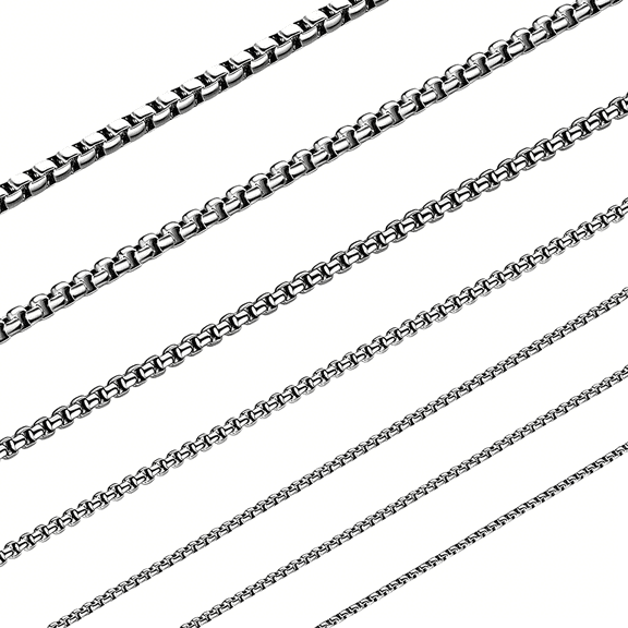 DESIGNICE Silver Chain for Men,Stainless Steel Necklace,Dog Tag Silver Necklace for Pendant,1-7Mm 8-36Inches Square Rolo Necklaces for Women