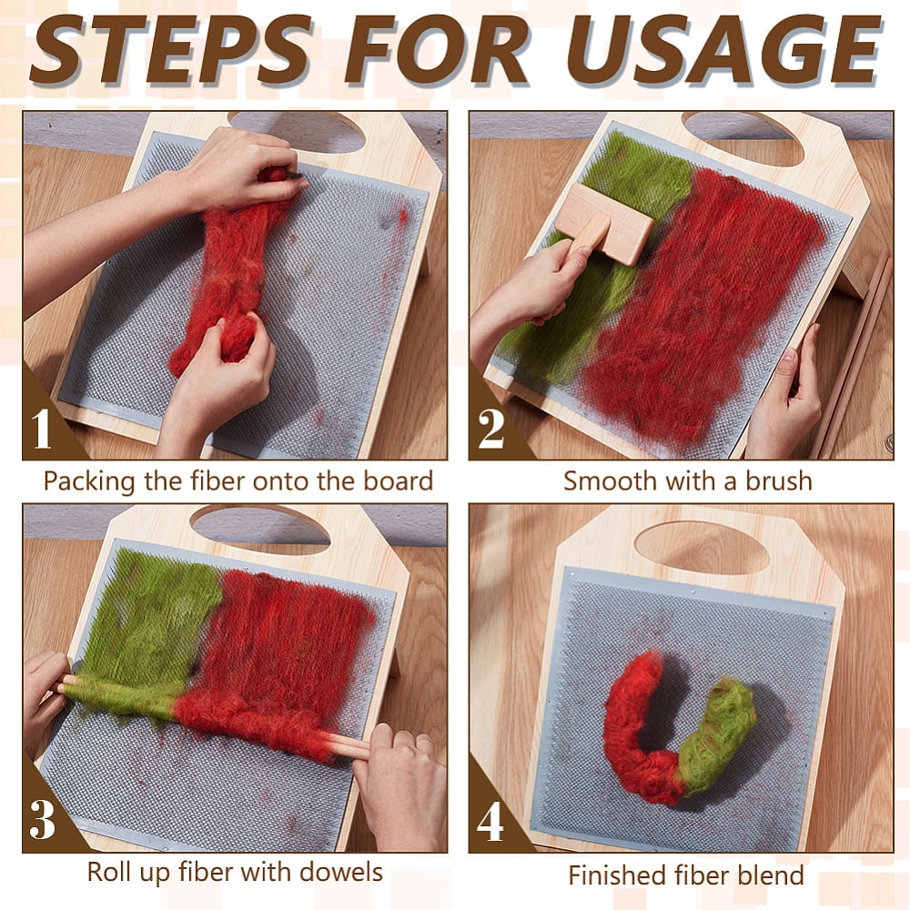 1set Pine Wood Rubber Blending Board with 304 Stainless Steel Pet Combs & Wood Craft Sticks Mixed color 395x315x33mm 1set
