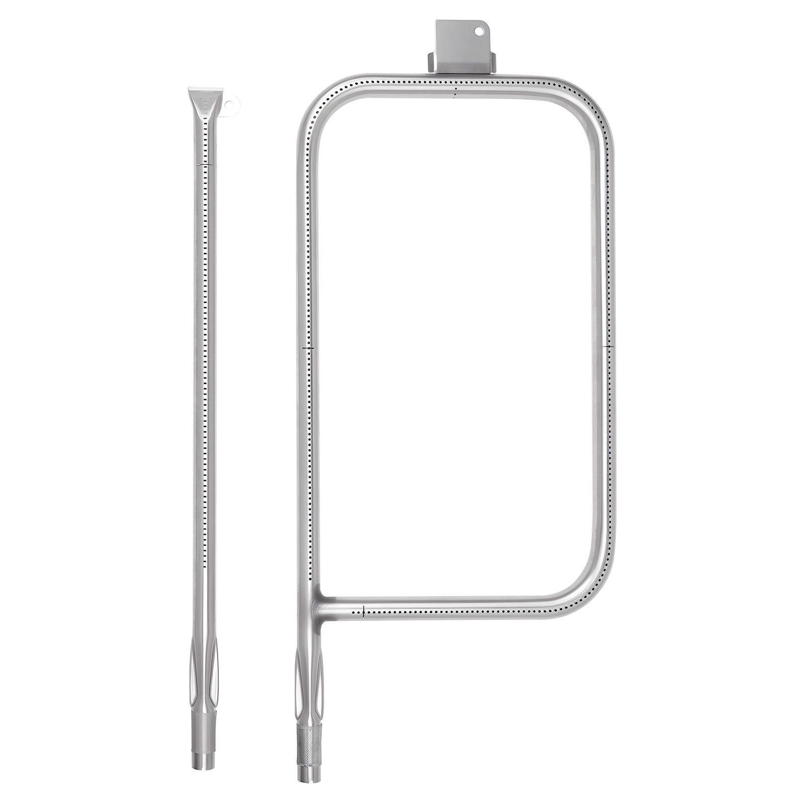 Grill Burner Tube for Weber Q Series, 304 Stainless Steel, Compatible with Q3200/Q300/Q320/Q3000, 23.75x10.375 Inch with 22.3 Inch, Even Heat Distribution