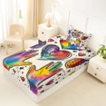 thumbnail image 2 of Manfei Cartoon Rainbow Love Twin Fitted Sheet, Watercolor Graffiti Art Bedding, Cream Blue, 2 Pieces, 1 Fitted Sheet and 1 Pillowcase, 2 of 6