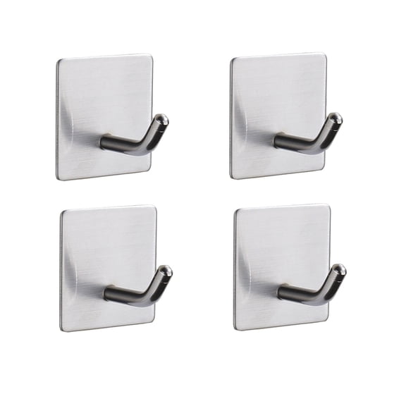 Heavy Duty Hooks for Home Organization - Stick Hook Holders for Hanging - Stainless Steel Durable 4 Pack for Easy Storage and Maximum Strength