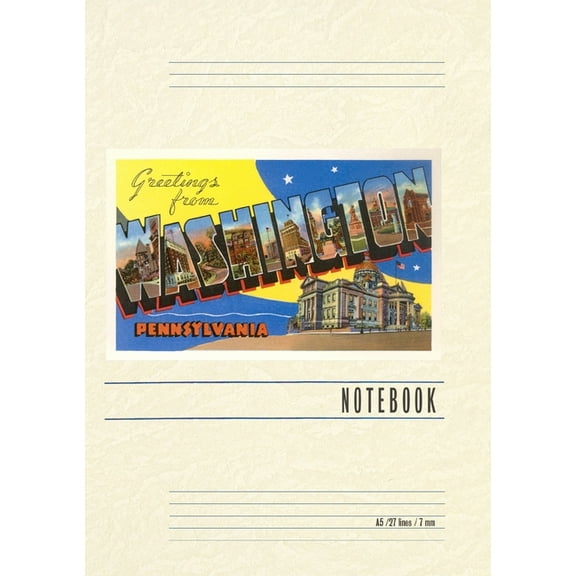Vintage Lined Notebook Greetings from Washington, Pennsylvania, (Paperback)