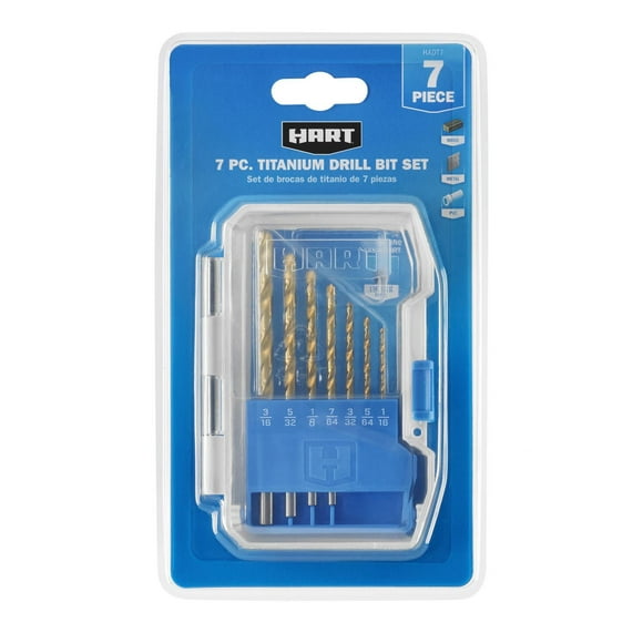 HART 7-Piece Titanium Drill Bit Set with Protective Storage Case