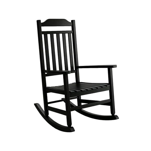 Fazzn Oversized Rocking Chair, Outdoor Rocking Chair for Adults, All Weather Resistant Porch Rocker for Lawn Garden, Black